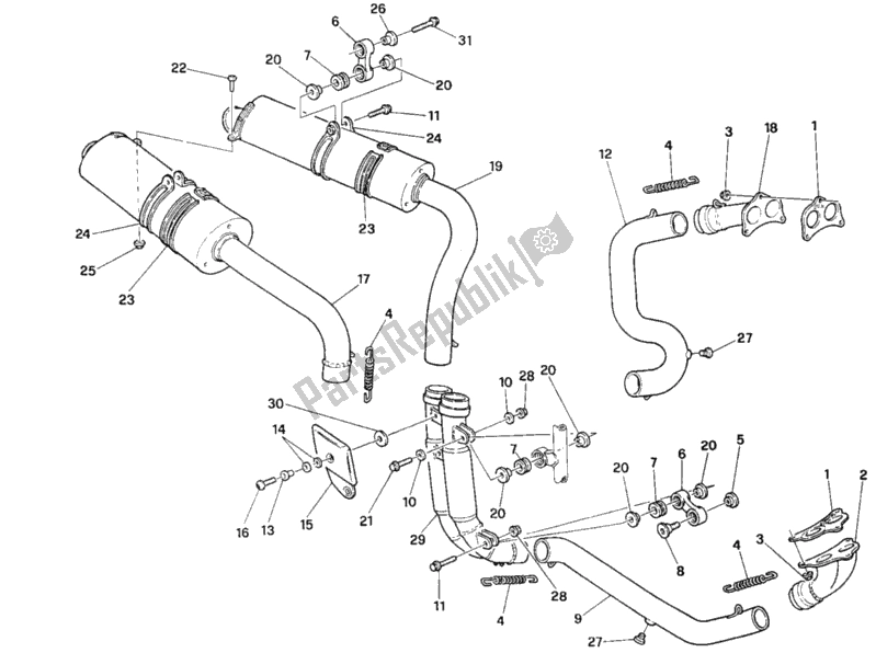 All parts for the Exhaust System of the Ducati Superbike 916 SP 1996